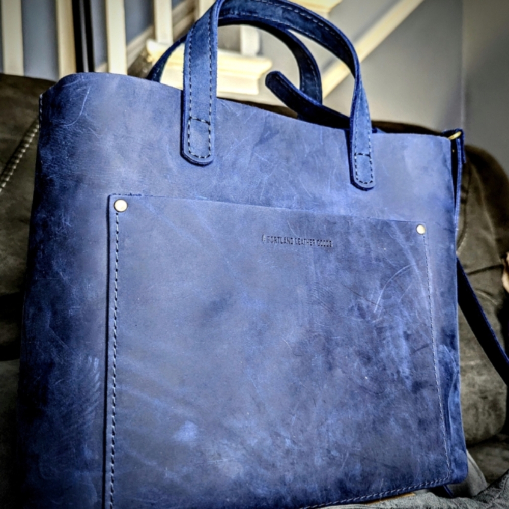 Portland Leather Deep Water Medium Crossbody Tote